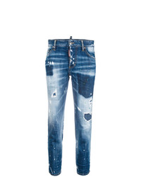 Jeans aderenti lavaggio acido blu di Dsquared2