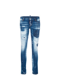 Jeans aderenti lavaggio acido blu di Dsquared2