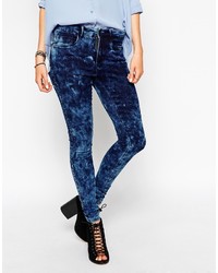 Jeans aderenti lavaggio acido blu di Only