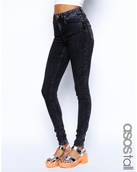Jeans aderenti lavaggio acido neri di Asos
