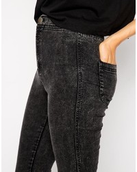 Jeans aderenti lavaggio acido neri di Asos