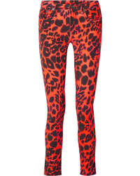 Jeans aderenti leopardati arancioni