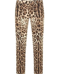 Jeans aderenti leopardati marrone chiaro di Dolce & Gabbana