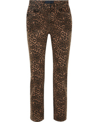 Jeans aderenti leopardati marrone scuro