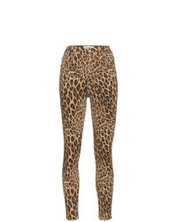 Jeans aderenti leopardati marroni