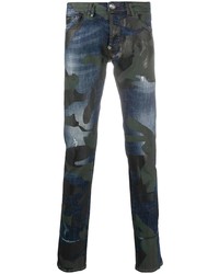 Jeans aderenti mimetici blu scuro di Philipp Plein