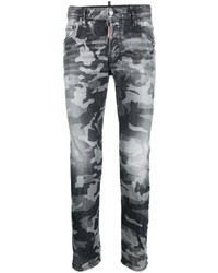 Jeans aderenti mimetici grigi di DSQUARED2