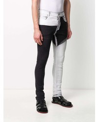 Jeans aderenti patchwork bianchi e neri di Rick Owens DRKSHDW