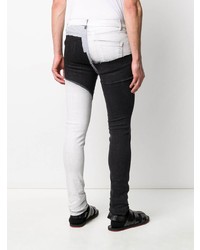 Jeans aderenti patchwork bianchi e neri di Rick Owens DRKSHDW