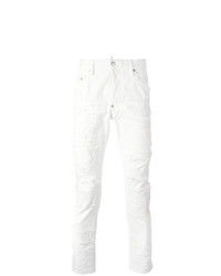 Jeans aderenti patchwork bianchi di DSQUARED2
