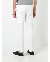 Jeans aderenti patchwork bianchi di DSQUARED2