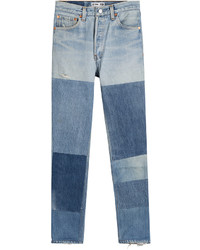 Jeans aderenti patchwork blu
