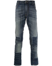 Jeans aderenti patchwork blu scuro di Diesel