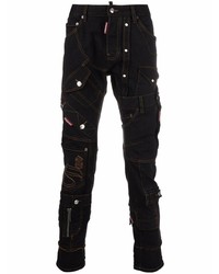 Jeans aderenti patchwork neri di DSQUARED2