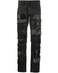 Jeans aderenti patchwork neri di Philipp Plein