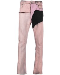 Jeans aderenti patchwork rosa di Rick Owens DRKSHDW