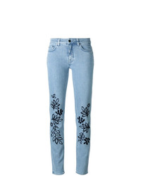 Jeans aderenti ricamati azzurri di Victoria Victoria Beckham