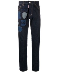 Jeans aderenti ricamati blu scuro di DSQUARED2