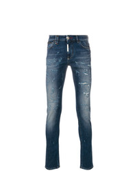 Jeans aderenti ricamati blu di Philipp Plein