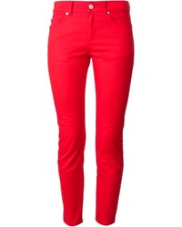 Jeans aderenti rossi di Alexander McQueen
