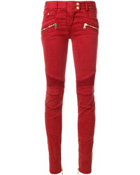 Jeans aderenti rossi di Balmain