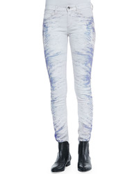 Jeans aderenti stampati azzurri