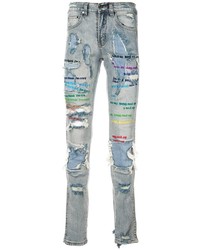 Jeans aderenti stampati azzurri di Ev Brovado