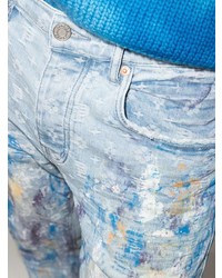 Jeans aderenti stampati azzurri di purple brand
