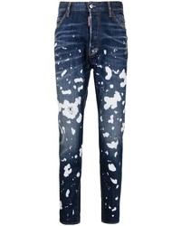 Jeans aderenti stampati blu scuro di DSQUARED2