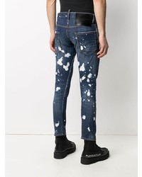 Jeans aderenti stampati blu scuro di DSQUARED2
