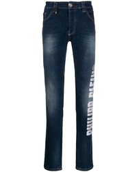 Jeans aderenti stampati blu scuro di Philipp Plein