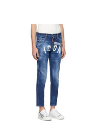 Jeans aderenti stampati blu di DSQUARED2