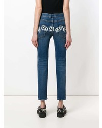 Jeans aderenti stampati blu di Alexander McQueen