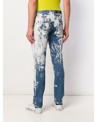 Jeans aderenti stampati blu di Philipp Plein