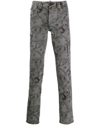 Jeans aderenti stampati grigi di Philipp Plein