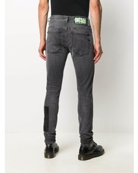 Jeans aderenti stampati grigio scuro di Diesel