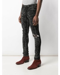 Jeans aderenti stampati grigio scuro di Amiri