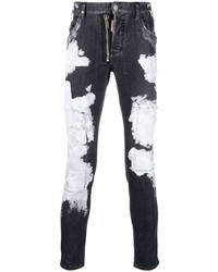 Jeans aderenti stampati grigio scuro di DSQUARED2