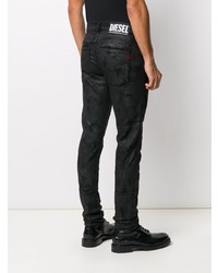 Jeans aderenti stampati neri di Diesel