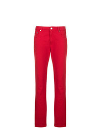 Jeans aderenti stampati rossi
