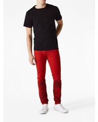 Jeans aderenti stampati rossi di purple brand