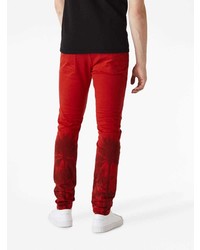 Jeans aderenti stampati rossi di purple brand
