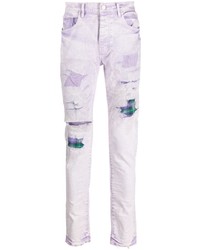 Jeans aderenti stampati viola chiaro di purple brand