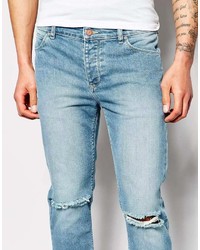 Jeans aderenti strappati azzurri di Asos