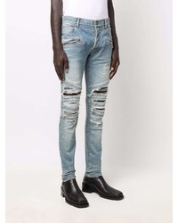 Jeans aderenti strappati azzurri di Balmain