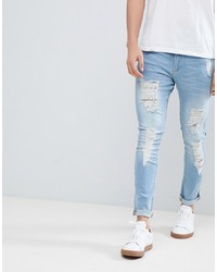 Jeans aderenti strappati azzurri di LDN DNM