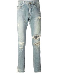 Jeans aderenti strappati azzurri di Saint Laurent