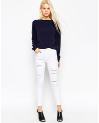 Jeans aderenti strappati bianchi