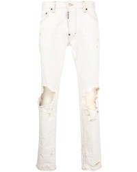 Jeans aderenti strappati bianchi di DSQUARED2