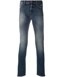 Jeans aderenti strappati blu scuro di 7 For All Mankind